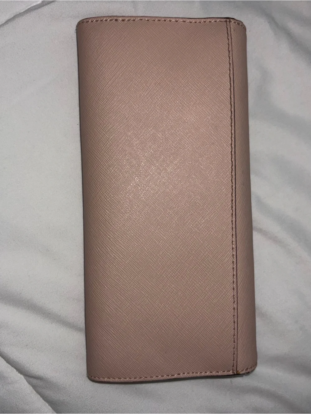 Michael Kors Pink Saffiano Trifold Wallet with Gold Logo
